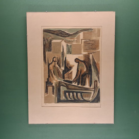 Puupiirros, sign. Tuulikki Pietilä v. 1962