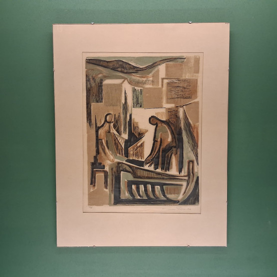 Puupiirros, sign. Tuulikki Pietilä v. 1962