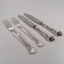 Aterinsetti, 2kpl haarukka ja 2kpl veitsi, Chippendale, hopeaa