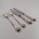 Aterinsetti, 2kpl haarukka ja 2kpl veitsi, Chippendale, hopeaa