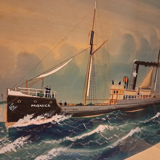 Kapteenintaulu, S.S. Monica, sign. Hyatt v. 1905