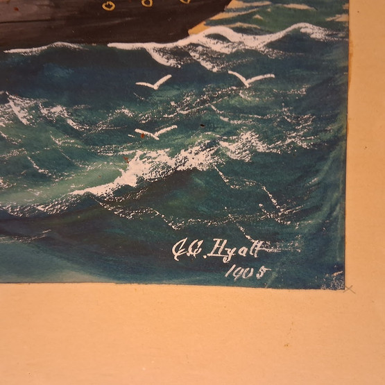Kapteenintaulu, S.S. Monica, sign. Hyatt v. 1905