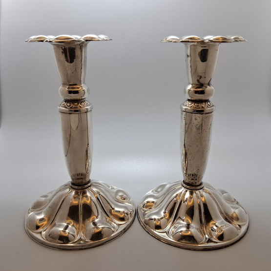 Kynttilänjalka 2kpl, hopeaa v. 1991