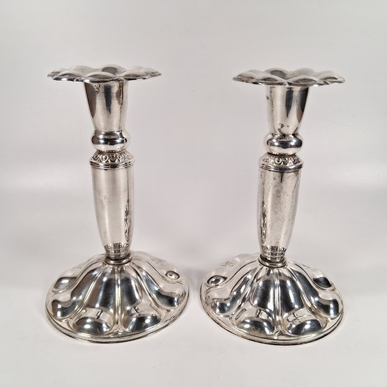 Kynttilänjalka 2kpl, hopeaa v. 1991