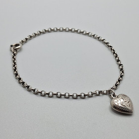 Bracelet, heart, silver
