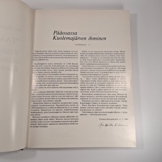 Kirja, Taas tulloo itku, Kuvateos Kuolemajärveltä