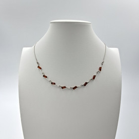 Necklace, Amber, silver