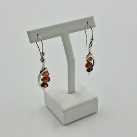 Earrings, Amber, silver