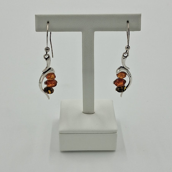 Earrings, Amber, silver