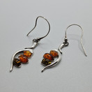 Earrings, Amber, silver