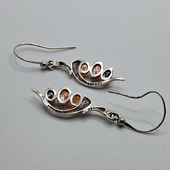 Earrings, Amber, silver