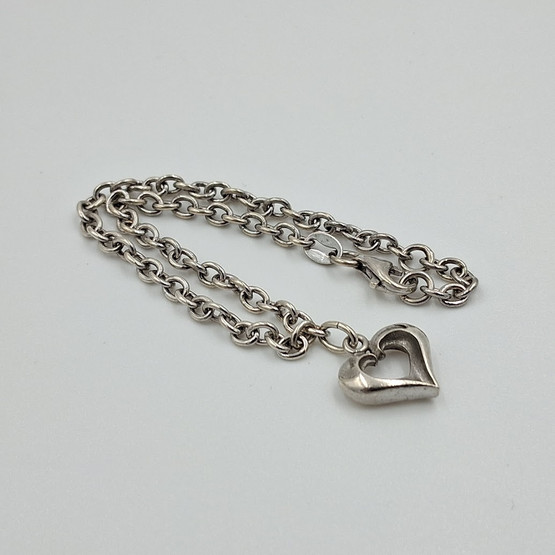 Rannekoru, sydän, hopeaa