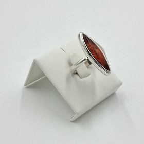 Ring, amber, silver