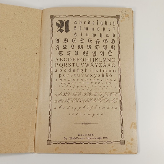 Kirja, Raumalainen vanhanaikainen kirja v. 1922