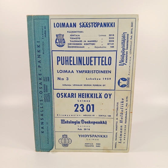 Kirja, Puhelinluettelo, Loimaa ympäristöineen v. 1959
