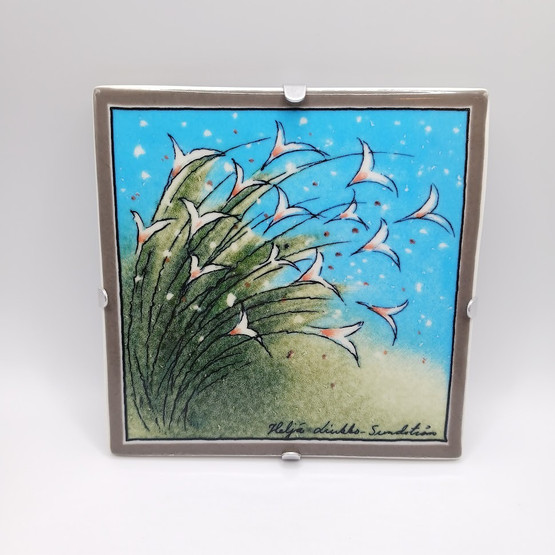 Decorative tile, With a thought, Arabia, Heljä Liukko-Sundström