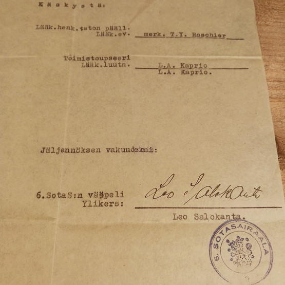 Päämajan käsky, v. 1942, Lääkintäosasto 1