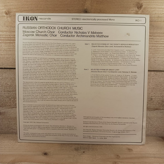LP-levy, Russian Orthodox Church Music