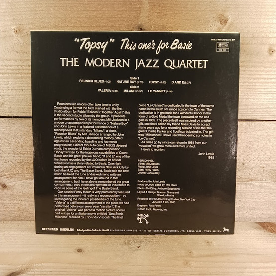 LP-levy, Topsy, This one's for Basie