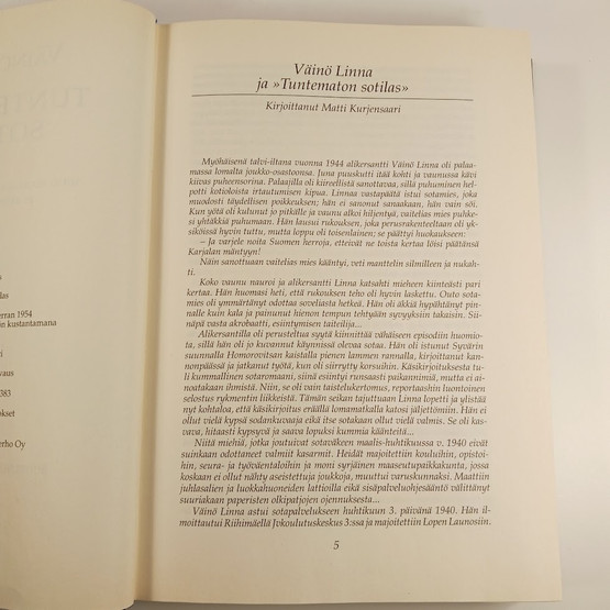 Kirja, Tuntematon Sotilas, Väinö Linna