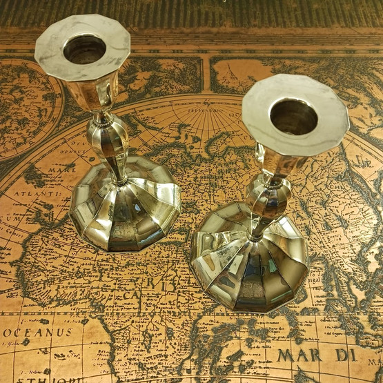 Kynttilänjalka 2kpl, hopeaa, vuodelta 1963