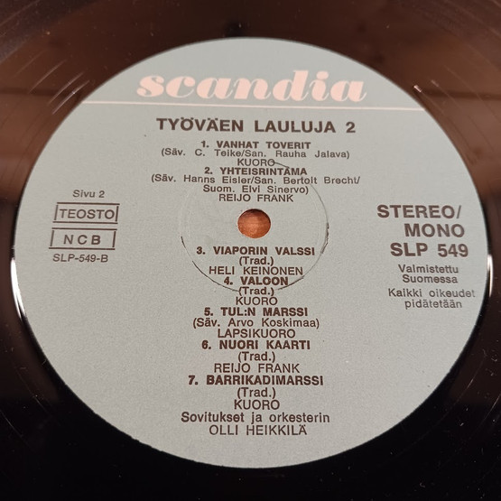 LP-levy, Työväen lauluja 2