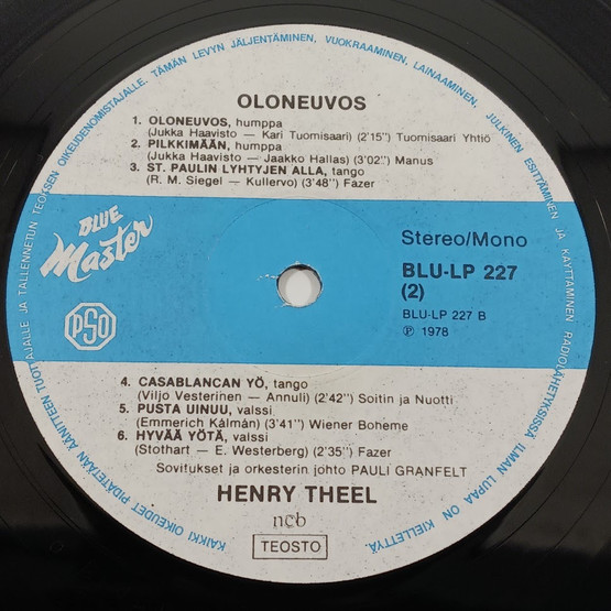 LP-levy, Henry Theel, Oloneuvos