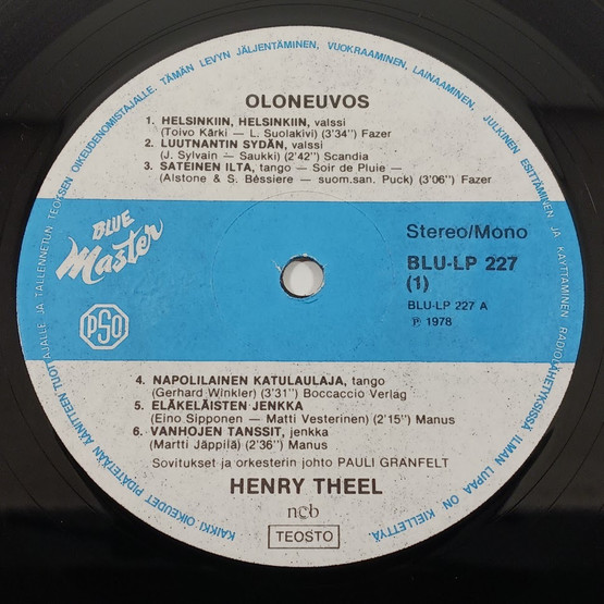 LP-levy, Henry Theel, Oloneuvos
