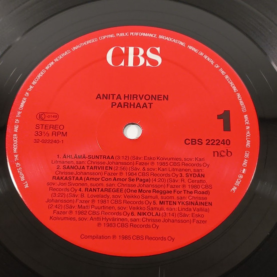 LP-levy, Anita Hirvonen, Parhaat