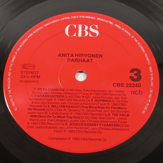 LP-levy, Anita Hirvonen, Parhaat