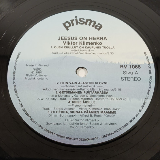 LP-levy, Viktor Klimenko, Jeesus on Herra