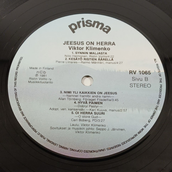 LP-levy, Viktor Klimenko, Jeesus on Herra