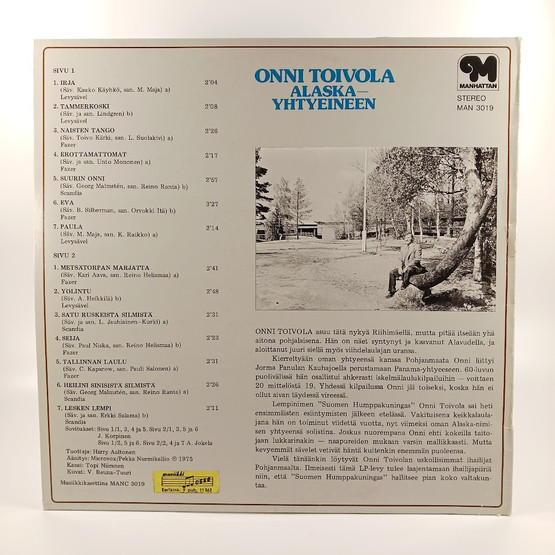 LP-levy, Onni Toivola, Alaska yhtyeineen