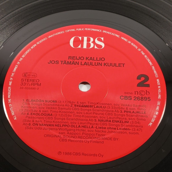 LP-levy, Reijo Kallio, Jos tämän laulun kuulet