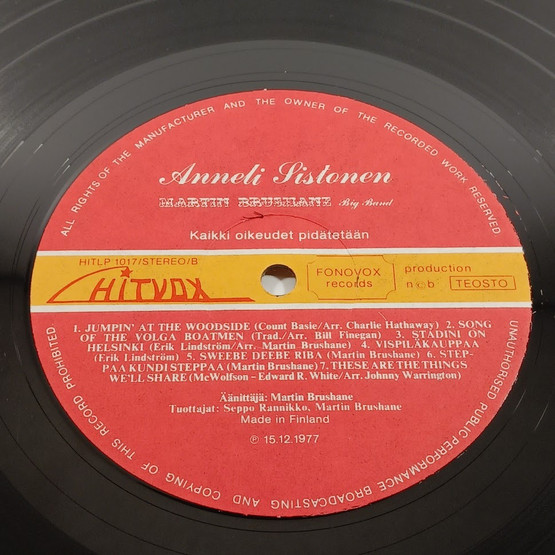 LP-levy, Anneli Sistonen, Martin Brushane Big band