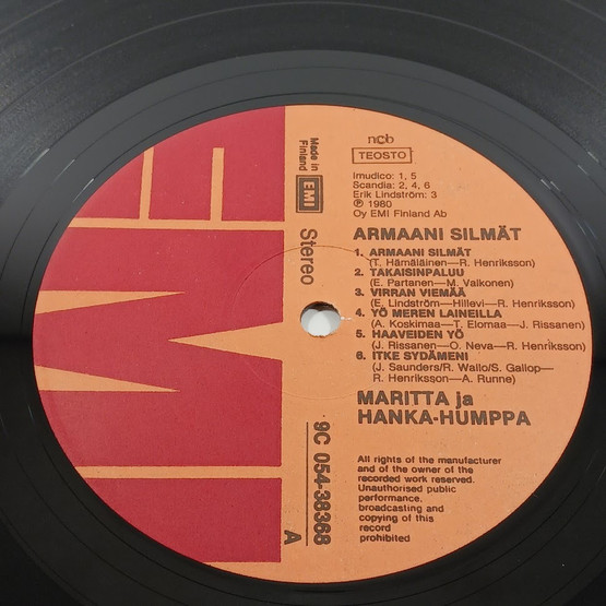 LP-levy, Maritta ja Hanka-humppa, Armaani silmät