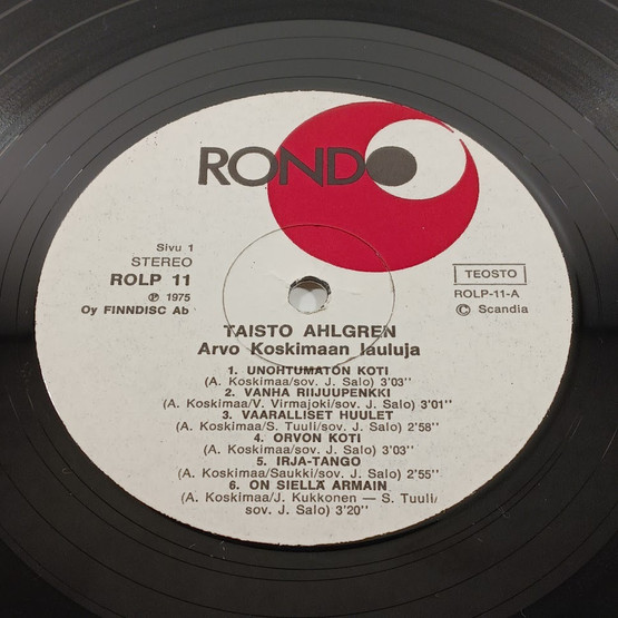 LP-levy, Taisto Ahlgren, Arvo Koskimaan lauluja