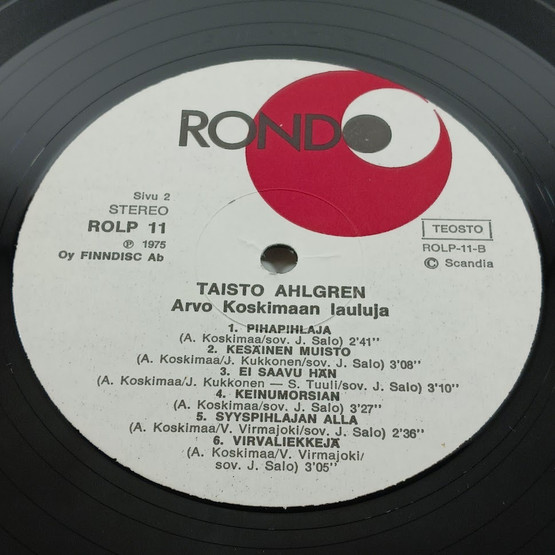 LP-levy, Taisto Ahlgren, Arvo Koskimaan lauluja