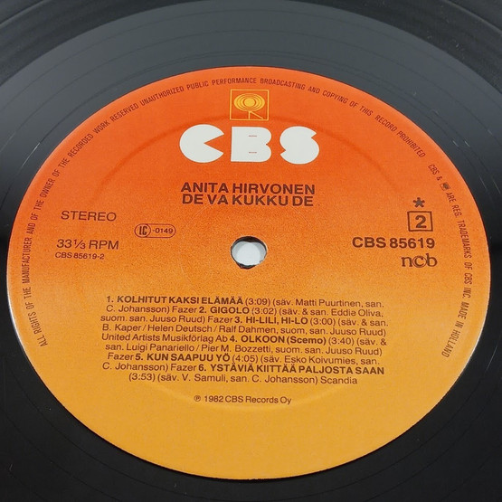 LP-levy, Anita Hirvonen, de va kukku de
