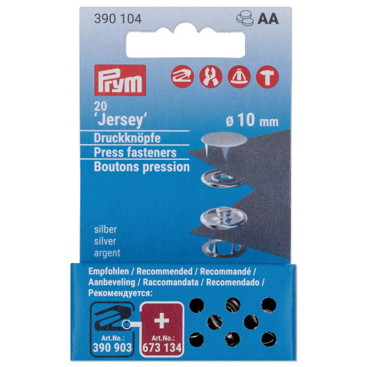 Prym: Kansineppari, jersey 10mm täyttöpakkaus, hopea
