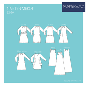 Jujuna, kaavapaketti: Naisten mekot 32-56