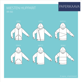 Jujuna, kaavapaketti: Miesten hupparit 44-66