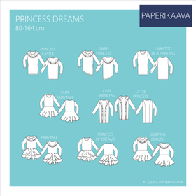 Jujuna, kaavapaketti: Princess Dreams 80-164 cm