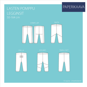 Jujuna, kaavapaketti: Lasten pomppu legginsit 50-164 cm