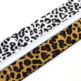 Bokserikuminauha 25mm leopardi, mustavalkoinen ja ruskea