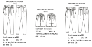 Jujuna, kaavapaketti: Paperbag housut 32-56