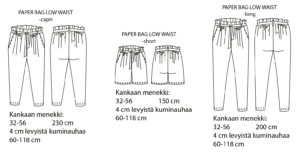 Jujuna, kaavapaketti: Paperbag housut 32-56
