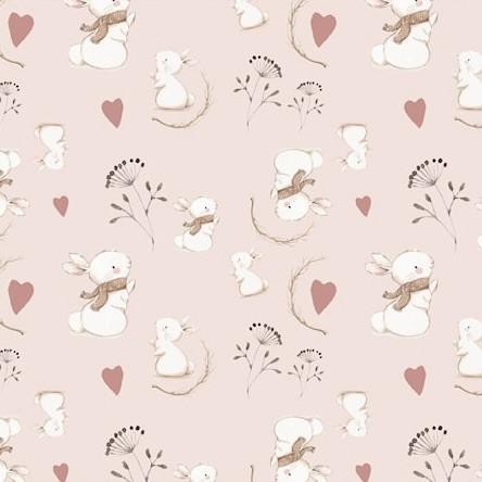 Digitrikoo: Pienet puput ja sydämet, hento vaaleanpunainen