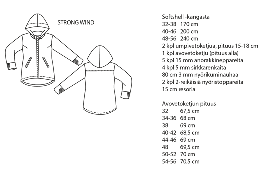 Jujuna, kaavapaketti: Naisten Softshell Collection 32-56