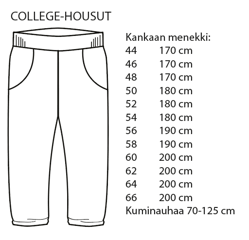Jujuna, kaavapaketti: Weekend - miesten collegehousut 44-66